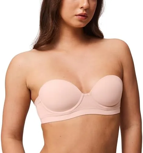 halobliss strapless balconette bra for women small chests blush beige 32a