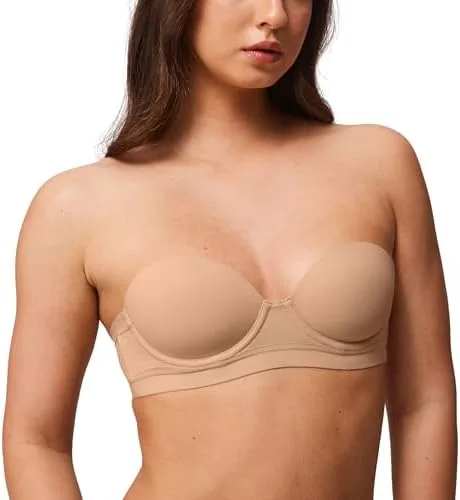halobliss strapless balconette bra for women small chests natural 36a